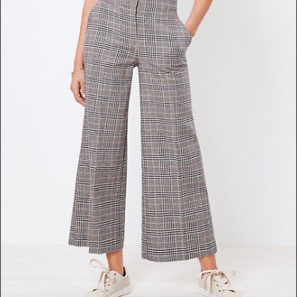 Gap wide leg crop plaid pants